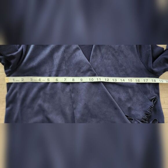 INC International Concepts Navy Blue Fringed Open Cardigan Women's Medium - Picture 5 of 6